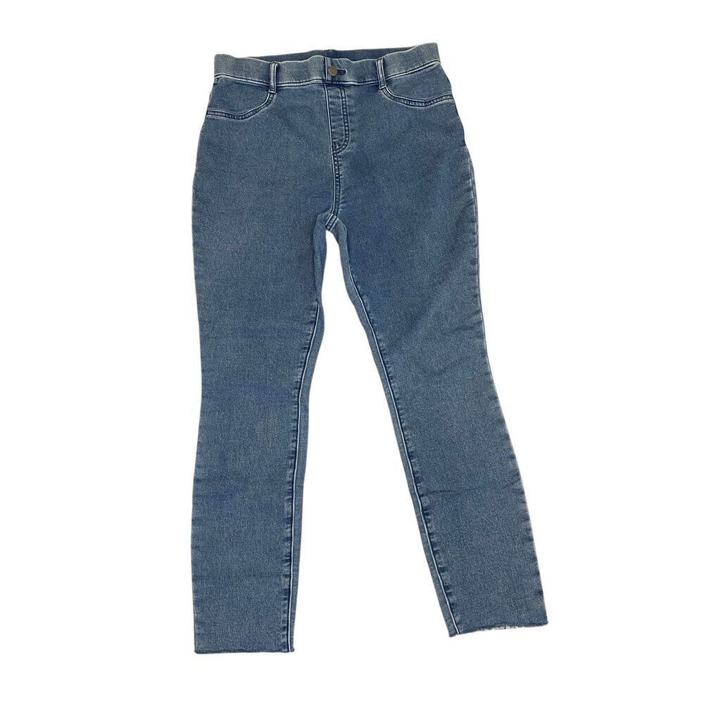 Time And Tru Light Wash High Rise Raw Hem Ankle Skinny Jeans Stretch Denim